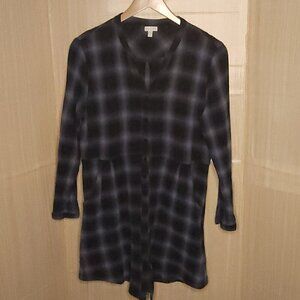 Garnet Hill Blue Plaid Gauzy Organic Cotton Dress 12